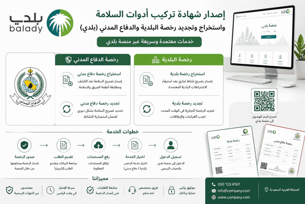 شهادة السلامة وتجديد رخص البلدية والدفاع المدني